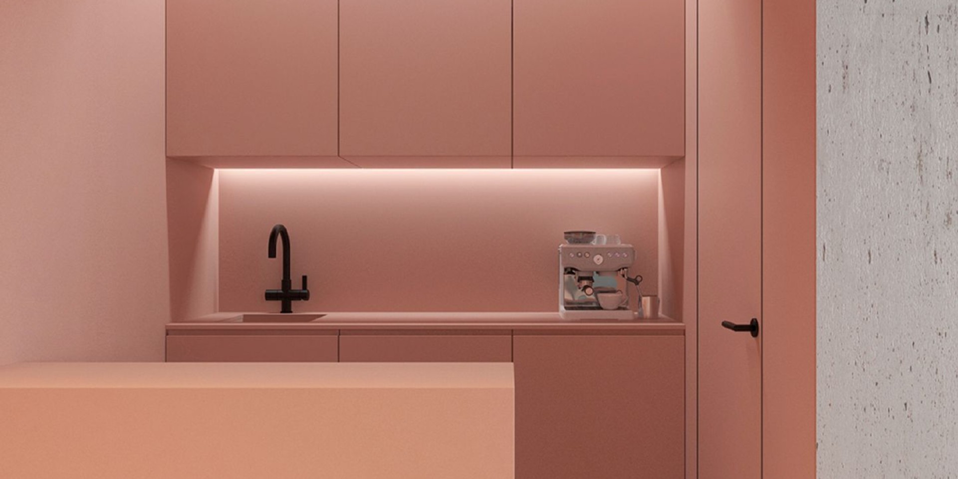 Inspiration att måla om kök och matplats, kök målat i en rosa nyans