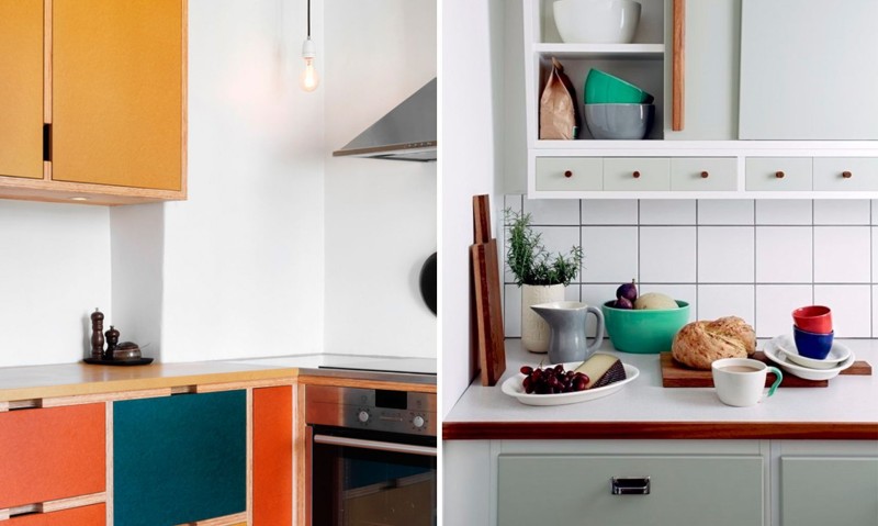 Detaljer från två färgstarka kök, Foto till vänster: Peter Carlsson, till höger Kähler