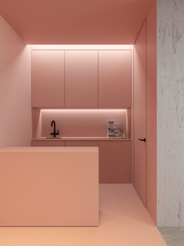 Inspireras att måla om köket i färg, här i en rosa nyans