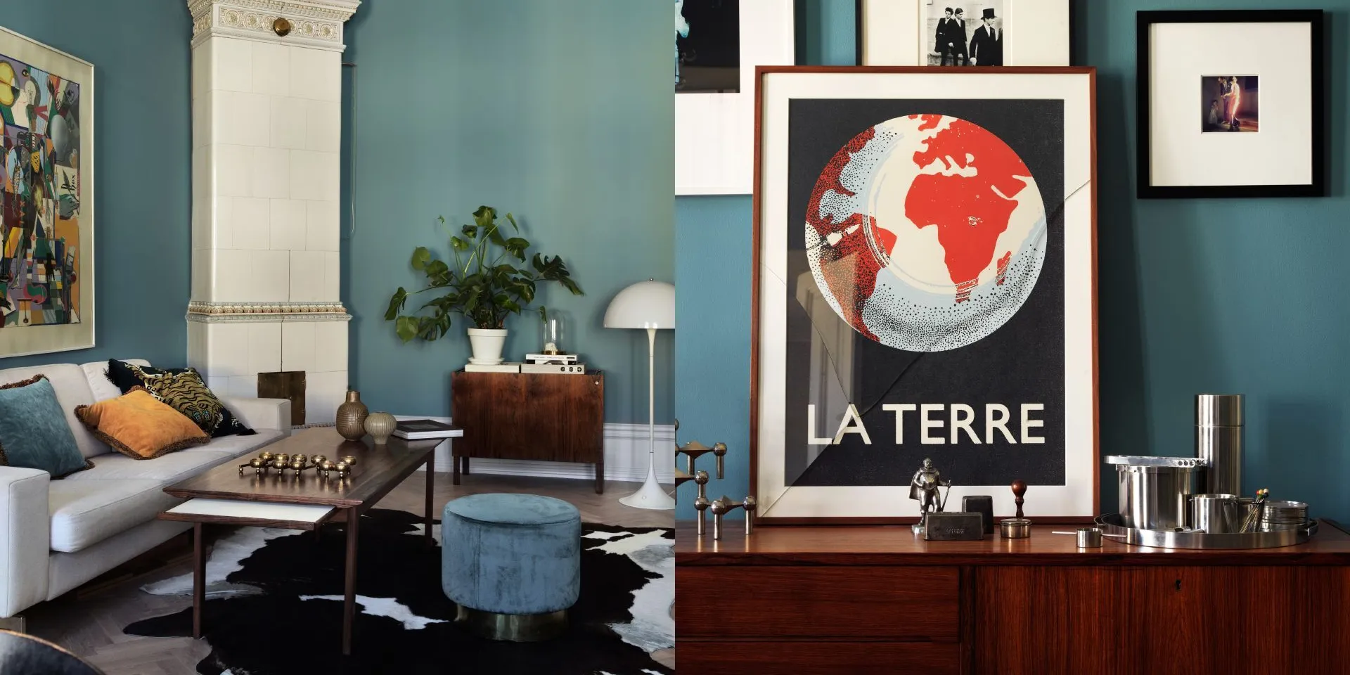 Vardagrummet är målat i den blåa kulören Paris 