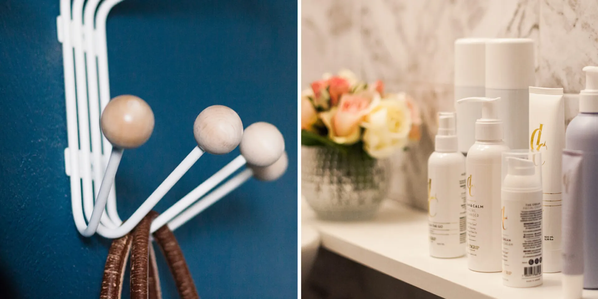 Detaljer från kontoret där vi ser hallen målad i moules