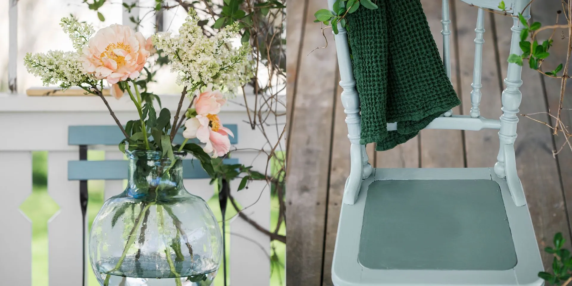 Detaljer på utomhusmöblerna, målade i korpral, givakt och pluton