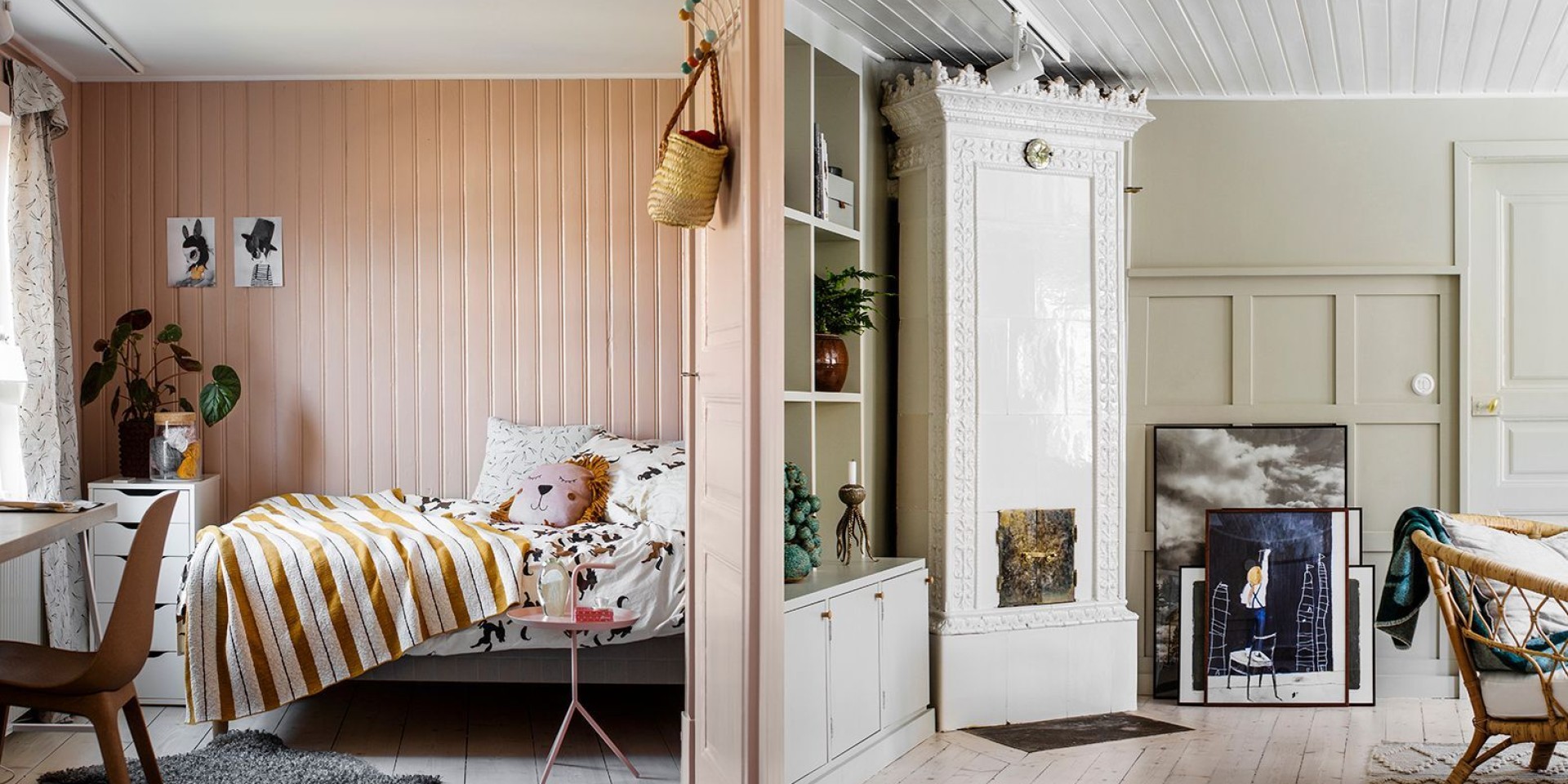 Hemma hos Ida Ståhl är färgpaletten inspirerad av naturen, barnrummet är målat i kulören old rose och vardagsrummet i gråtrut