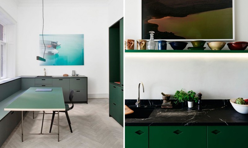 Detaljer från köket, Foto till vänster Heidi Lerkenfeldt, till höger Jonas Ingerstedt