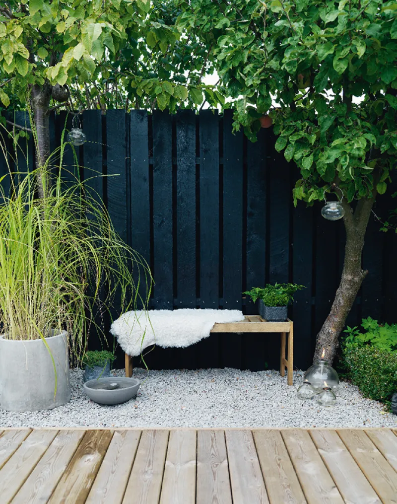 Måla utomhus i en svart kulör som black deco